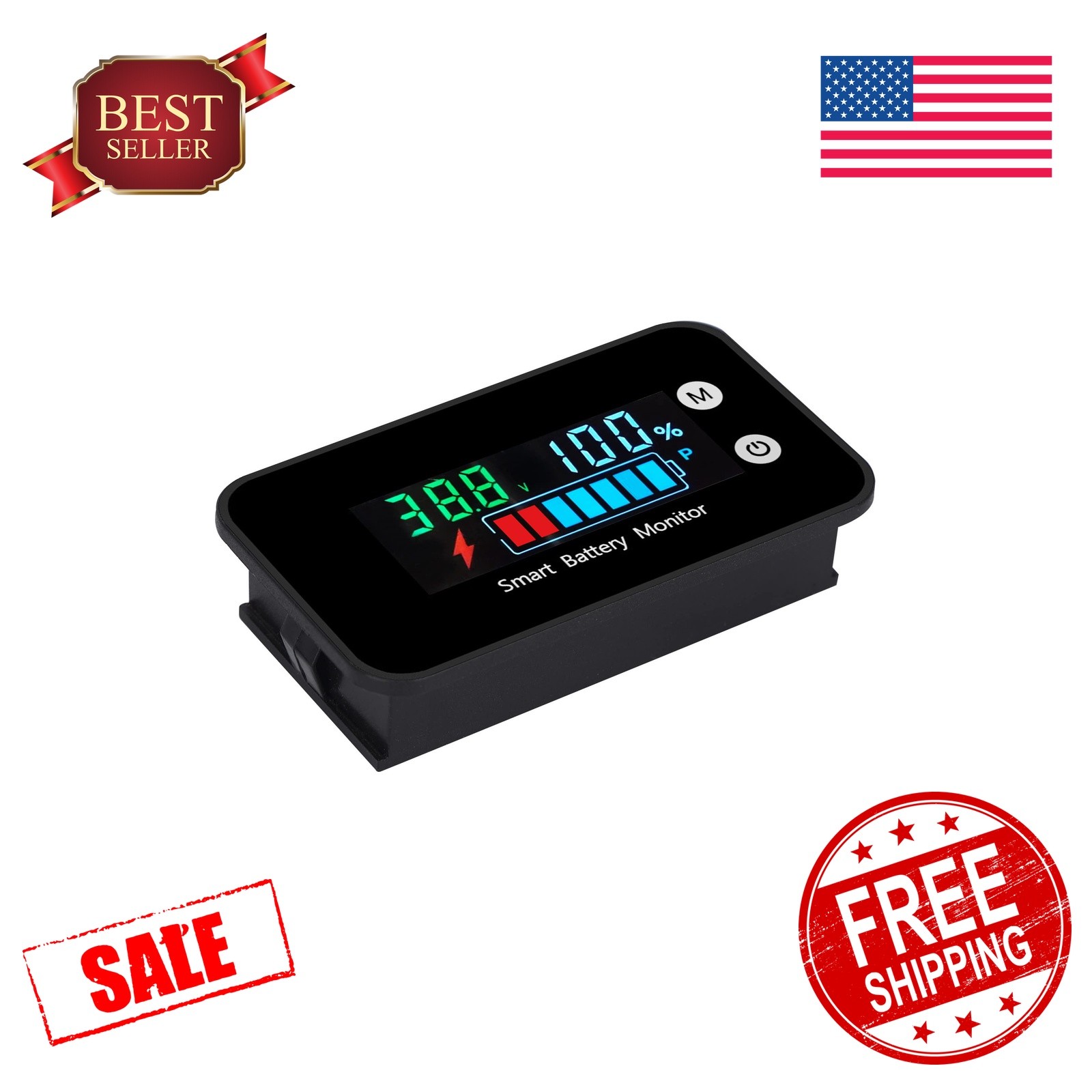 SUPNOVA Battery Monitor 7-100V Color LCD Buzzer Temp