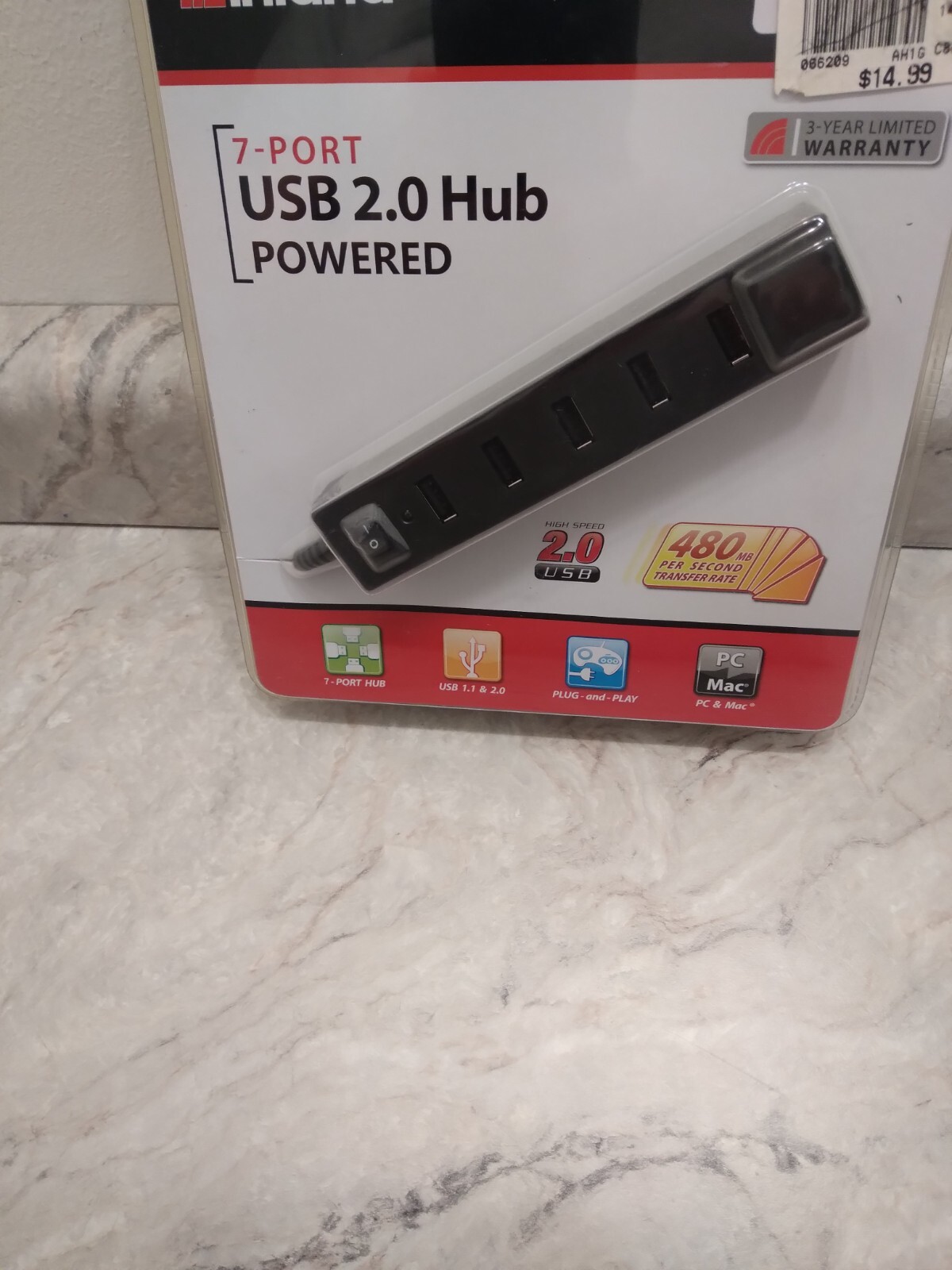 Inland USB 2.0 port hub 7 port
