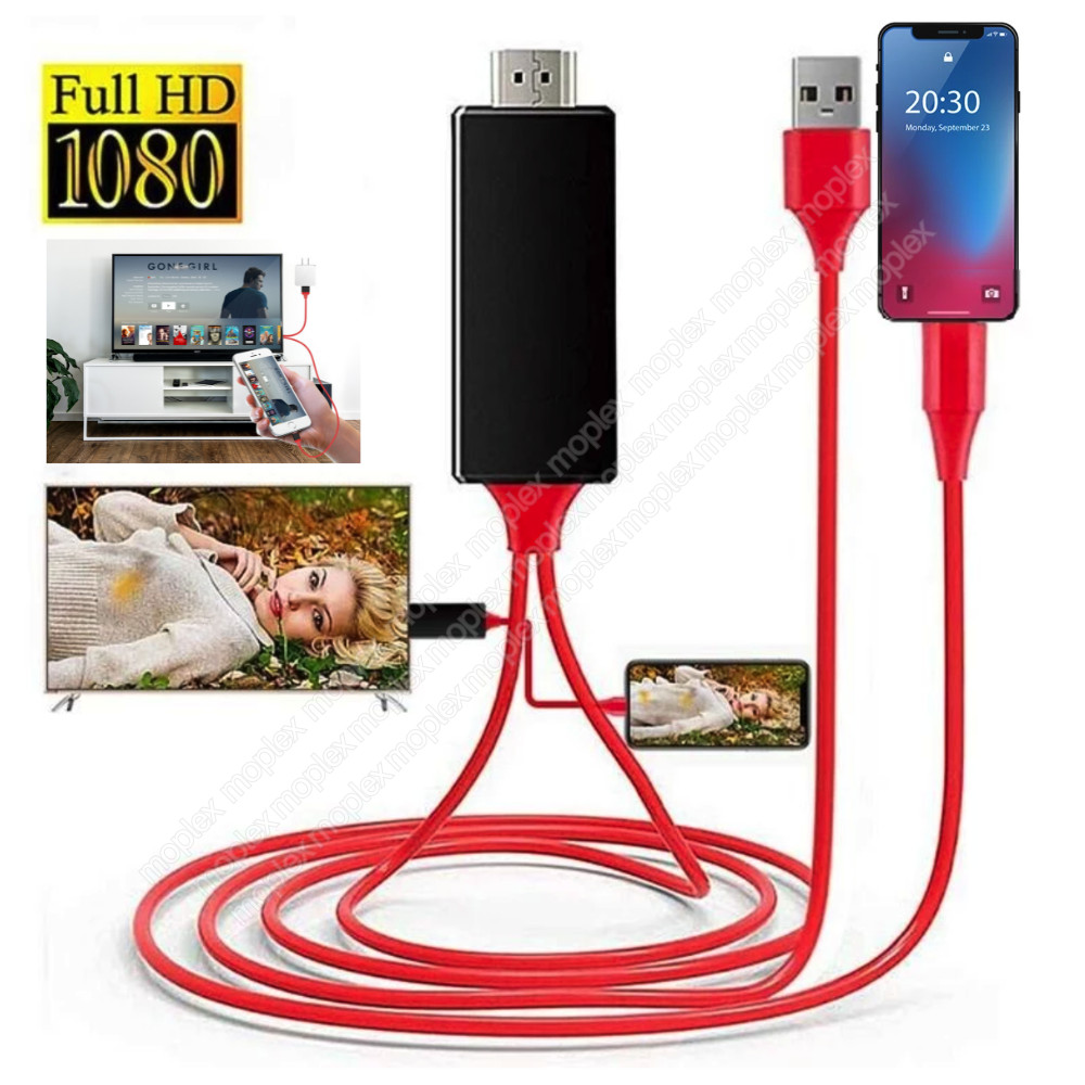 iPhone to HDMI TV Mirroring Cable Adapter For iPhone X 11 12 13 14 Pro Max Plus