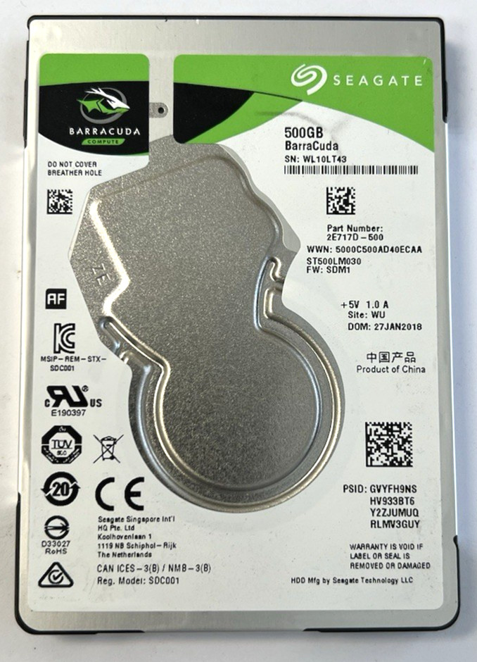 Seagate 2E717D-500 500GB BarraCuda ST500LM030 SDM1 SATA 2.5