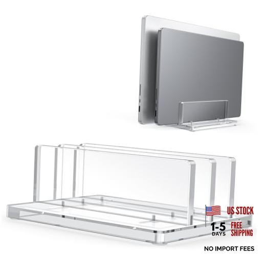 Vertical Laptop Stand, Clear Acrylic Dual Holder for MacBook Gaming Dual-Clear