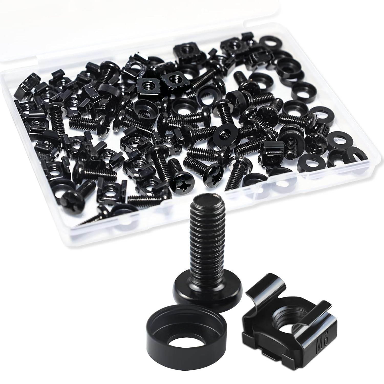 10 Pack M6 X 16Mm Rack Mount Cage Nuts, Cage Nuts and Screws, Rack Mount Screws