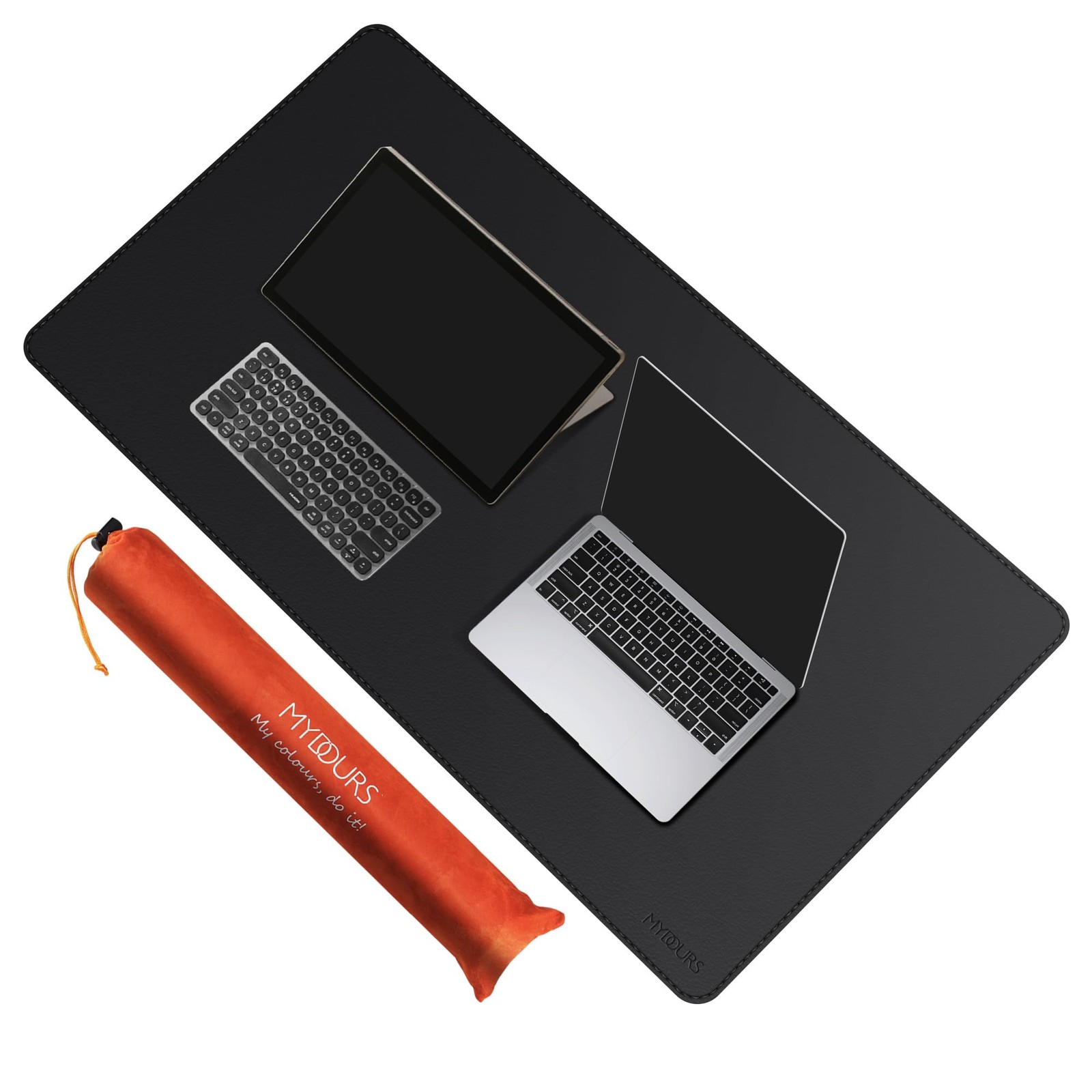 Black XXL Extra Large PU Leather Desk Pad Protector Mat Blotter 43x24 Inch