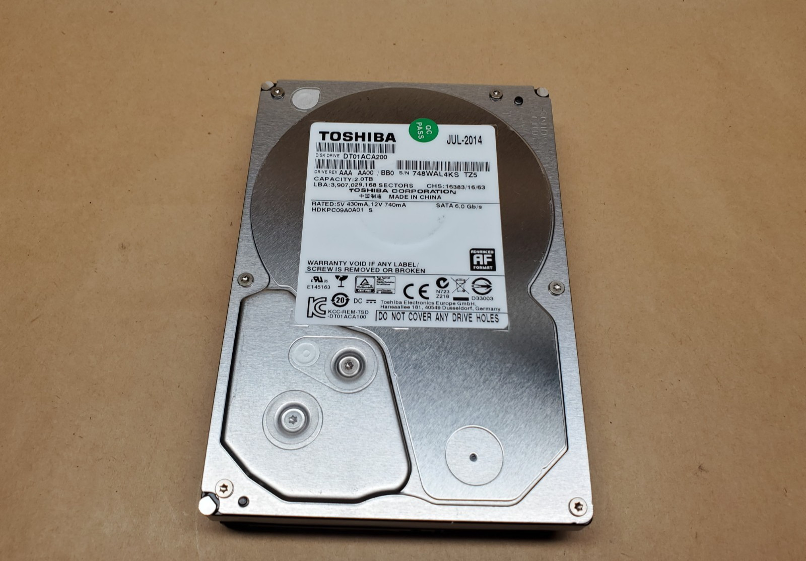2TB Toshiba DT01ACA200 SATA 6Gb/s 3.5" HDD | Tested