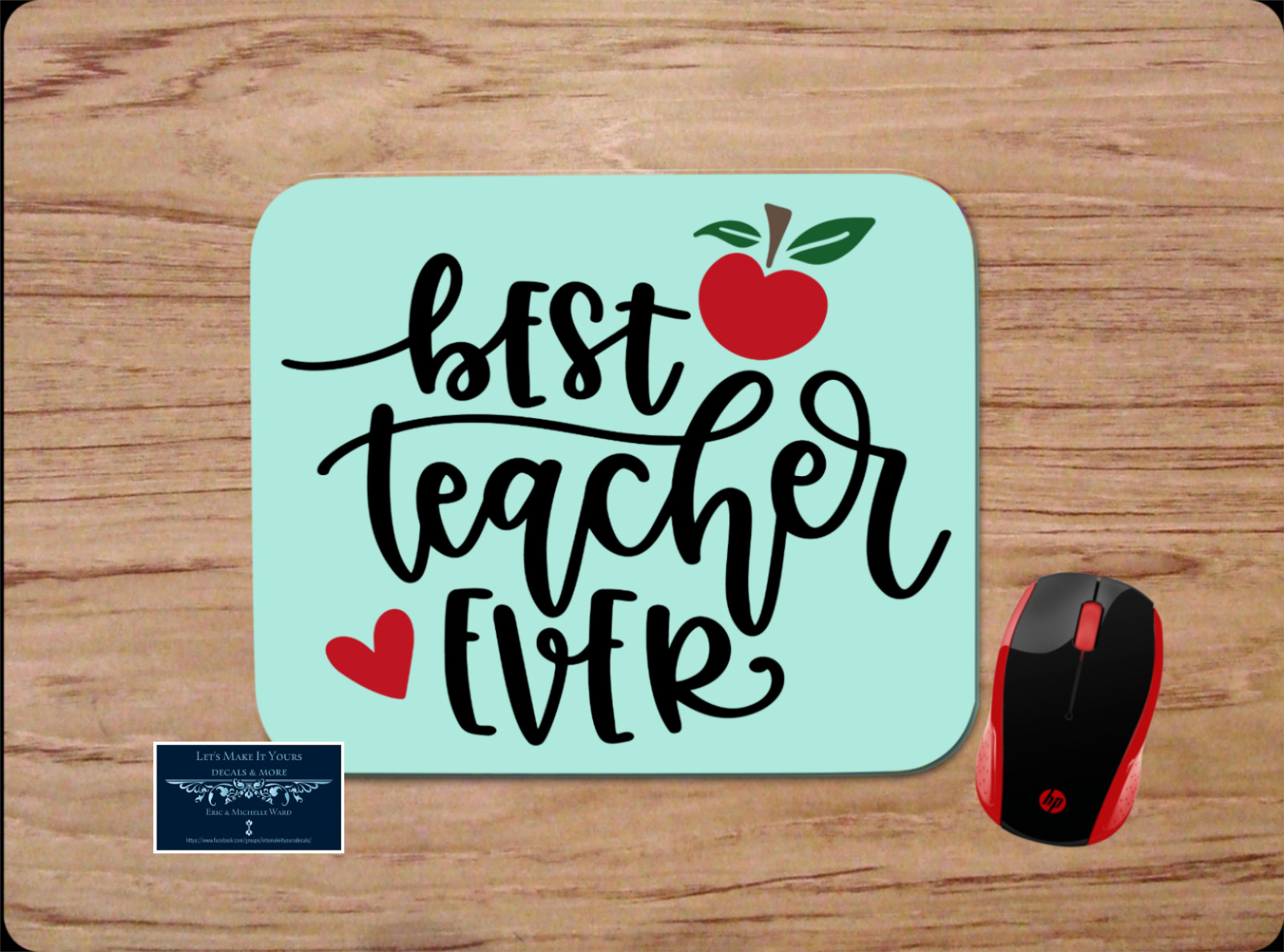 BEST TEACHER EVER CUSTOM MOUSE PAD DESK MAT NONSLIP HOME SCHOOL OFFICE GIFT