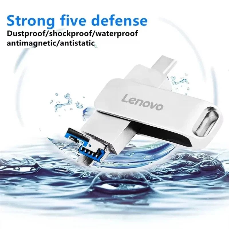 LENOVO 512GB USB 3.2 OTG Flash Drive USB-C Type-C Metal Memory Stick for PC Phon