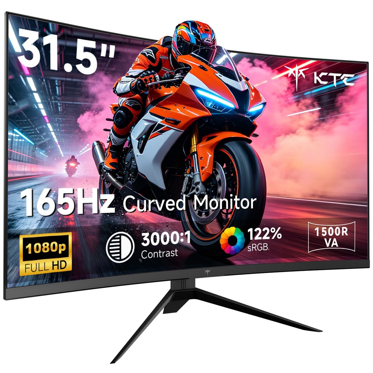 KTC 32 Inch Curved Gaming Monitor, FHD 1080P 165Hz 1500R Monitor, H32S17C