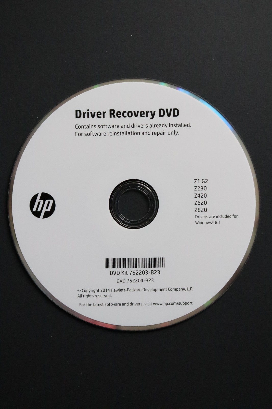 HP Driver Recovery DVD Windows 8.1 752203-B23 Z1 G2 Z230 Z420 Z620 Z820