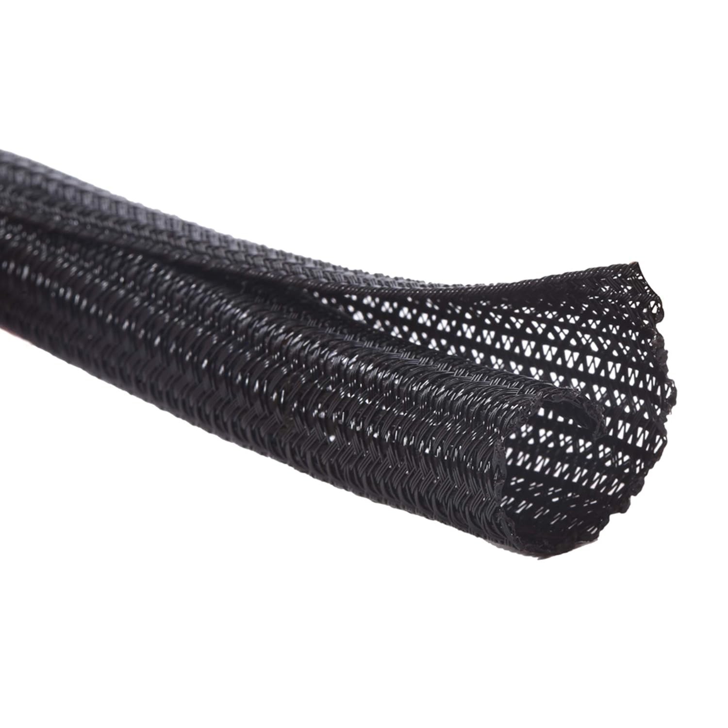 10ft 1/2 inch Black Cable Loom Wire Protector Cord Organizer Sleeve Cable