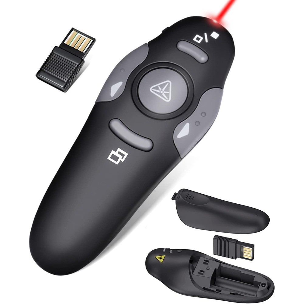 Presentation Clicker for PowerPoint, Wireless Remote Control with Red Laser