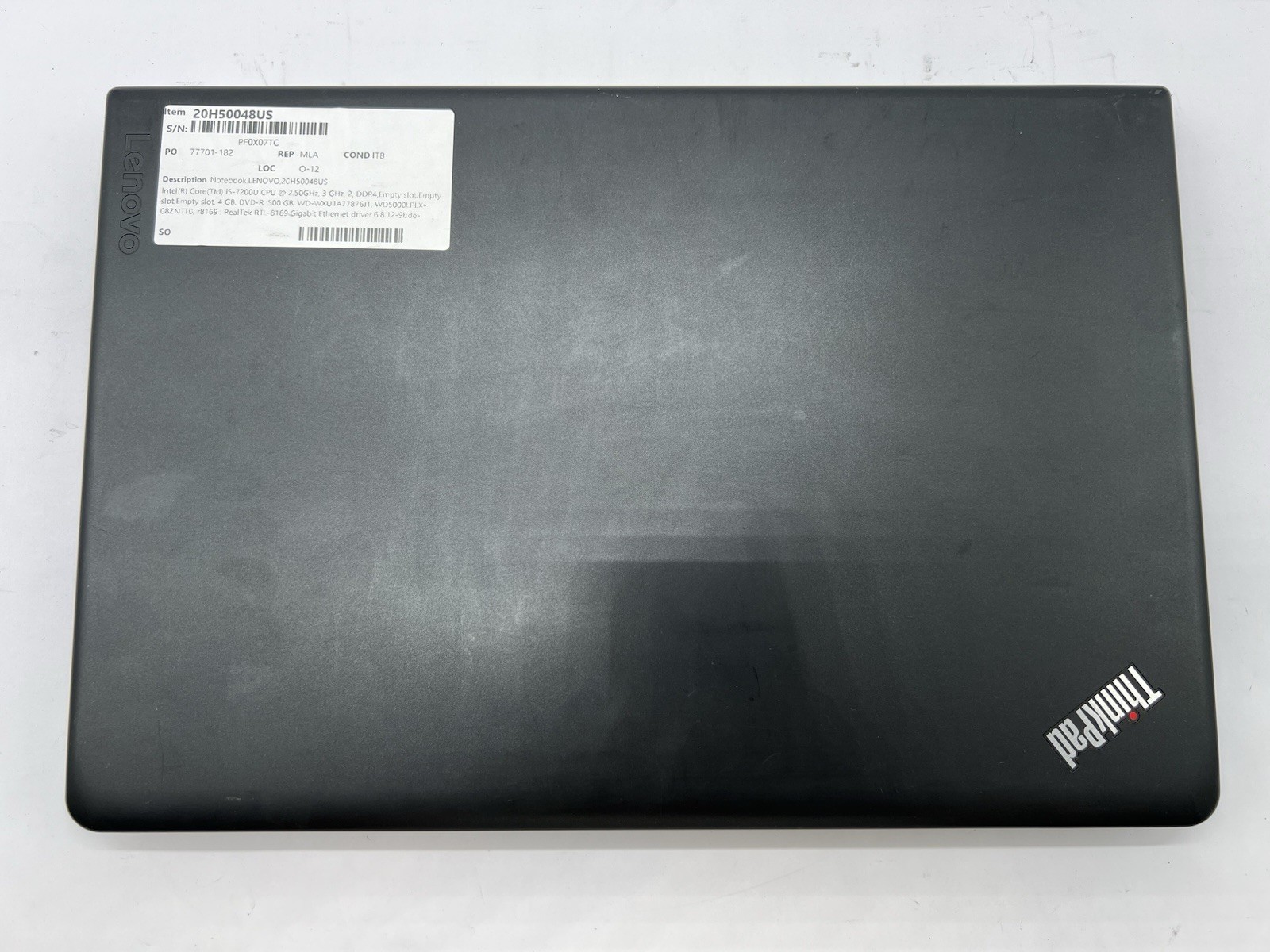 Lenovo ThinkPad E570, i5-7200U CPU, @ 2.50GHz, 4GB RAM, 500GB HDD-No OS/AC