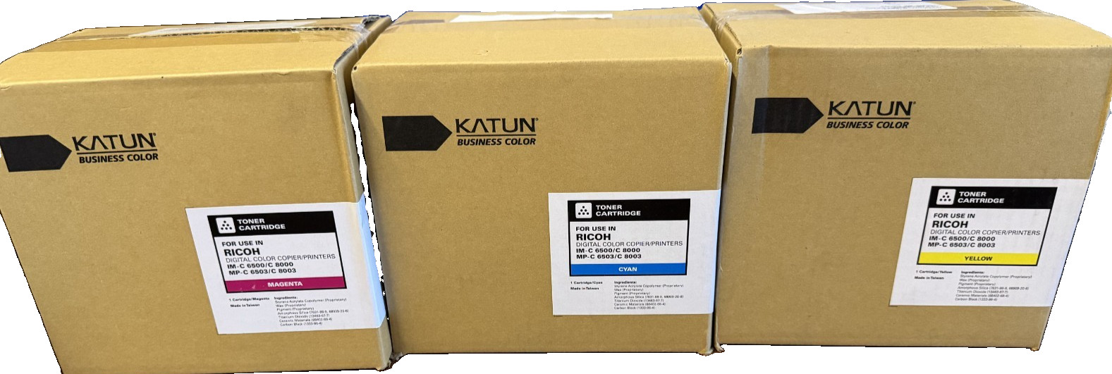 3 GENUINE KATUN RICOH MP C8003 TONERS 1 MAGENTA 1 YELLOW 1 CYAN