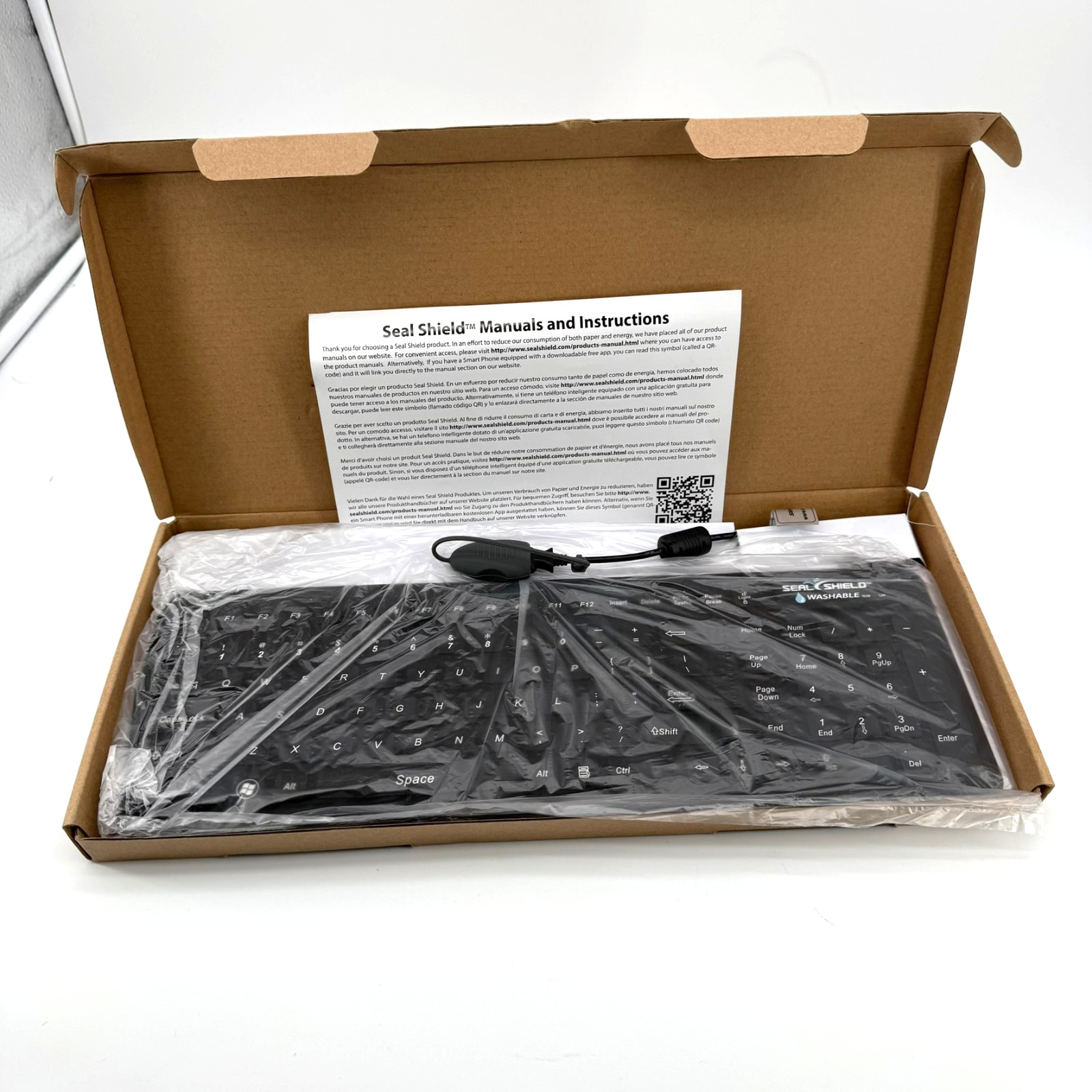 Seal Shield Medical Keyboard, Antimicrobial Waterproof USB Backlit Black S106G2