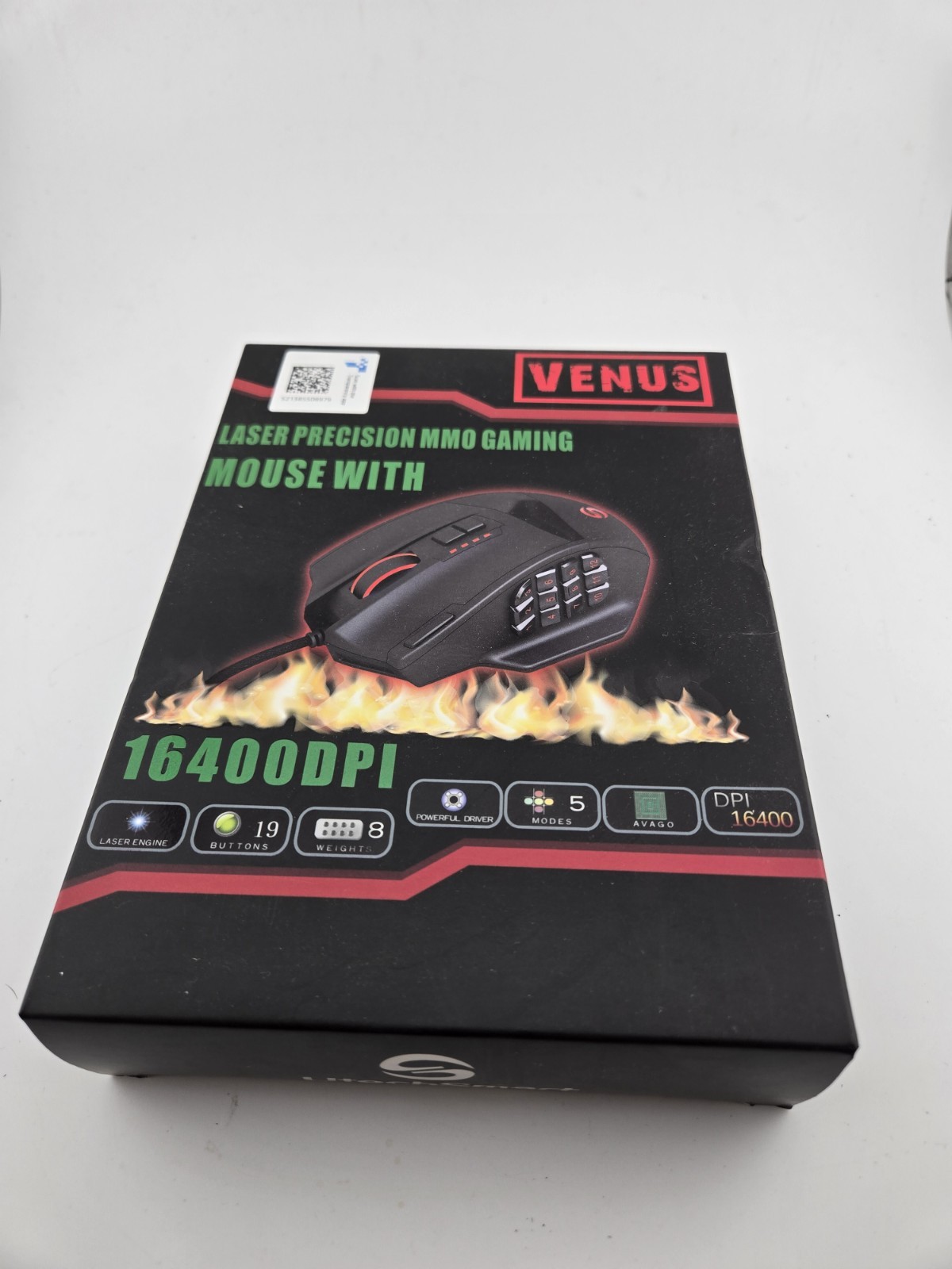 UtechSmart Venus Laser Wired USB Gaming Mouse 16400 DPI 19 Buttons Black