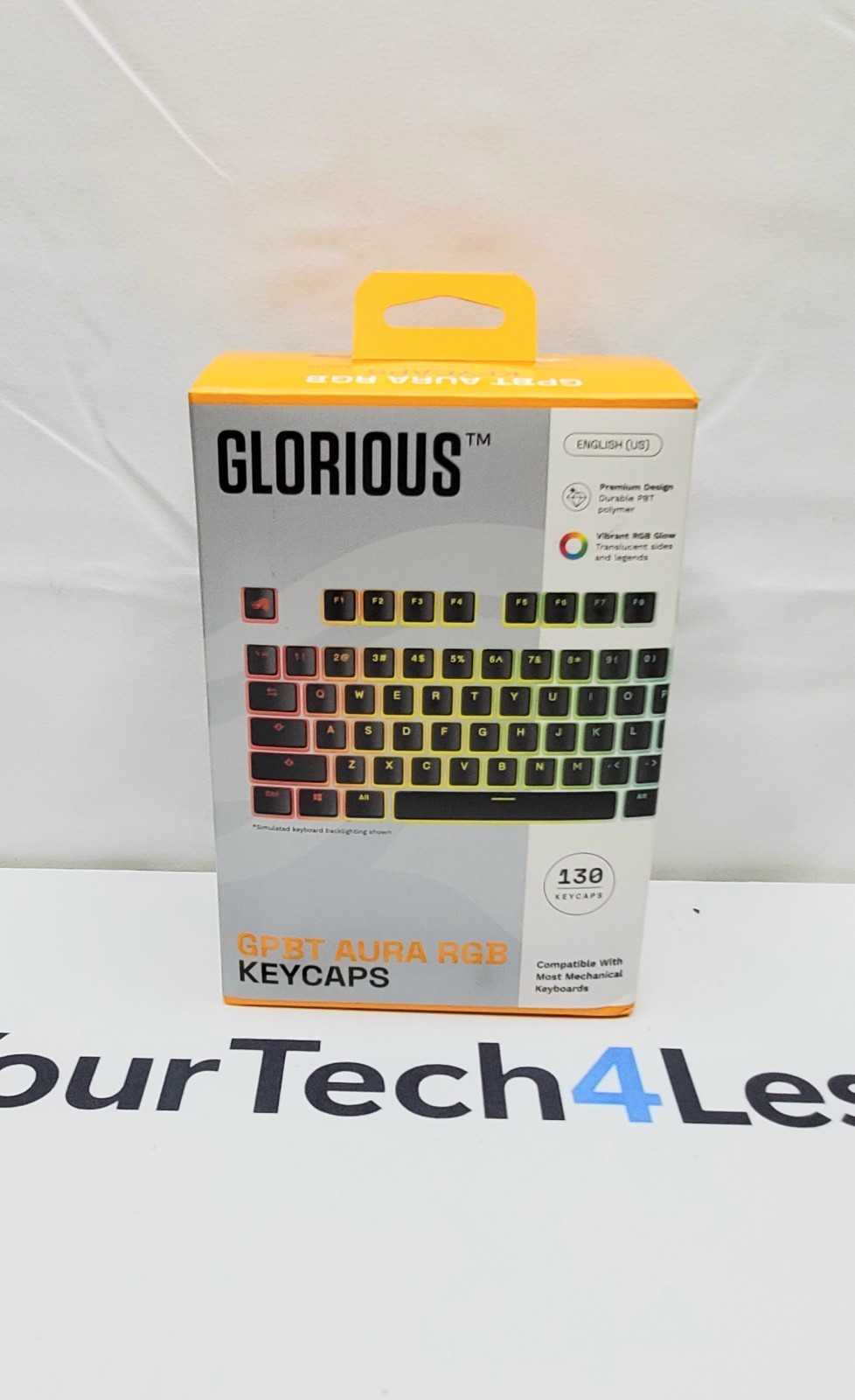 Glorious GPBT Aura RGB Black Keycaps - 130 Count