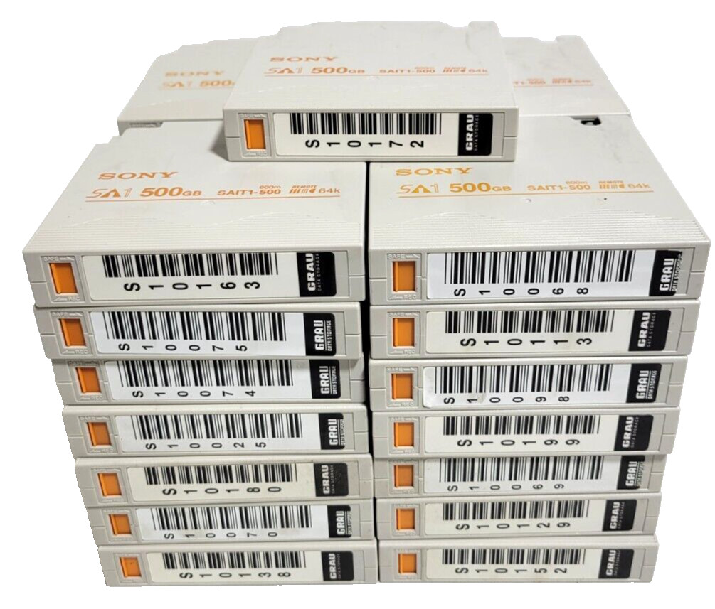 Lot of 29 - Sony 500GB SAIT1-500 Tape Data Cartridge 64K 600m Used