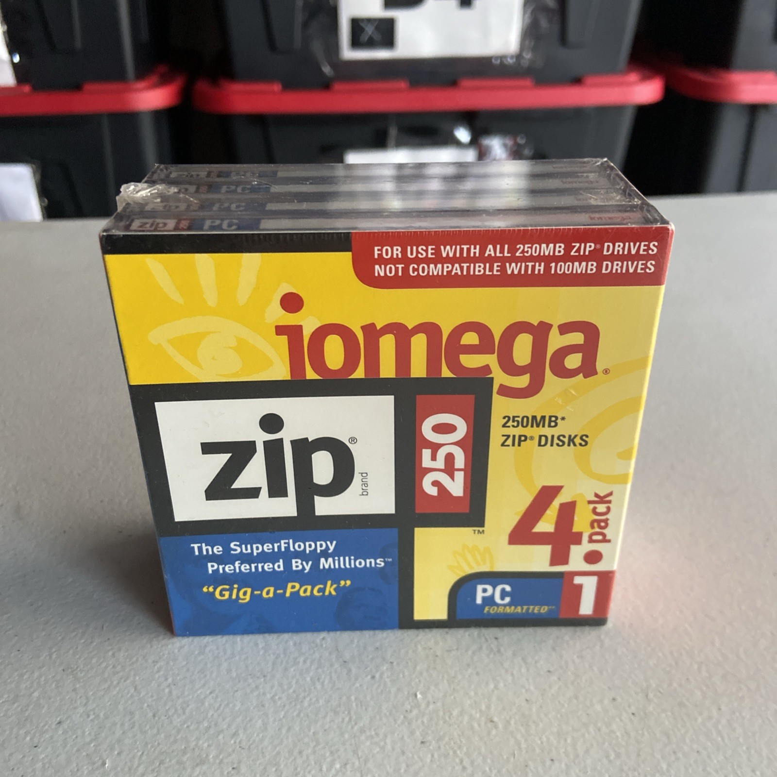 Iomega 250MB Zip Disks 4 Pack PC Formatted SEALED PACK OF 4 NEW