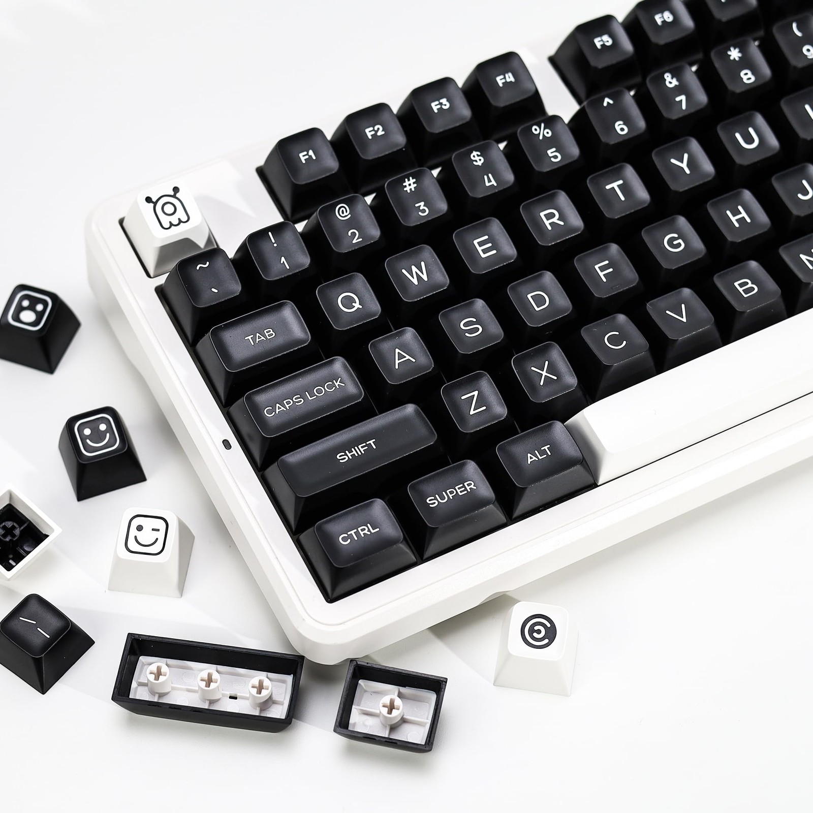 WOB PBT Double Shot Keycap Set,160 Keys Black and White Custom Key Caps Similar