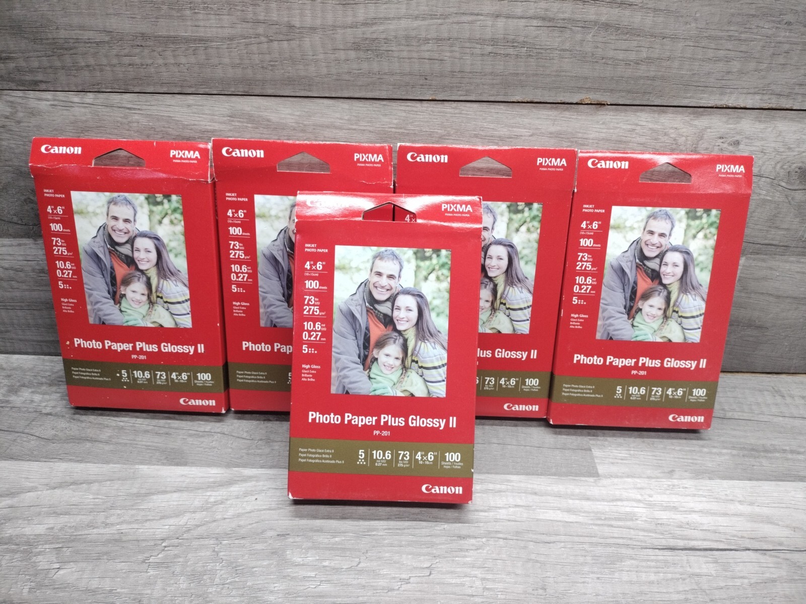 5 Pack Canon PP-201 Photo Paper Plus Glossy II, 4x6 inch - 500 Sheets