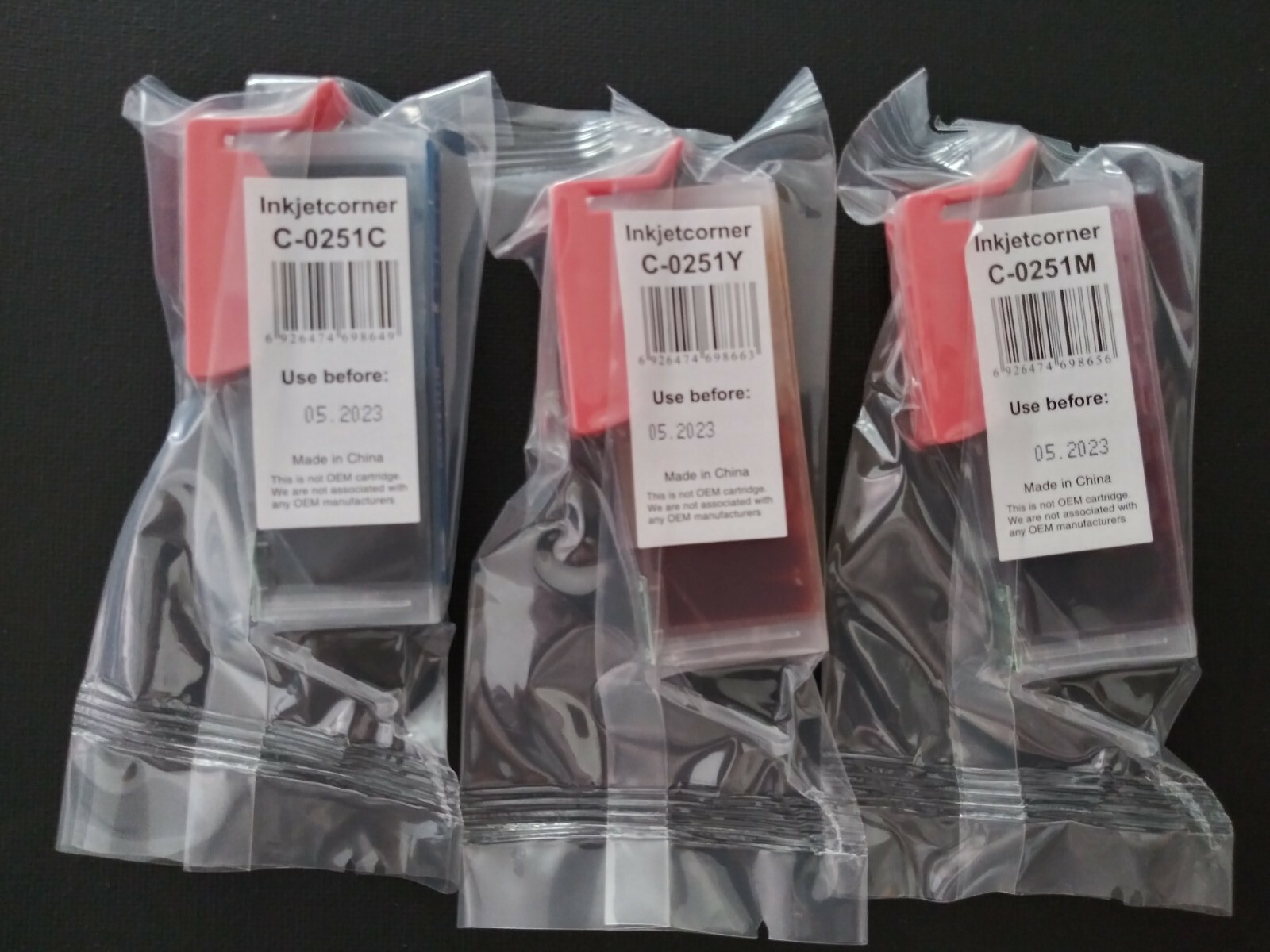 Lot of 3 Inkjetcorner C-0251(C Y M)  Exp: 05 /23