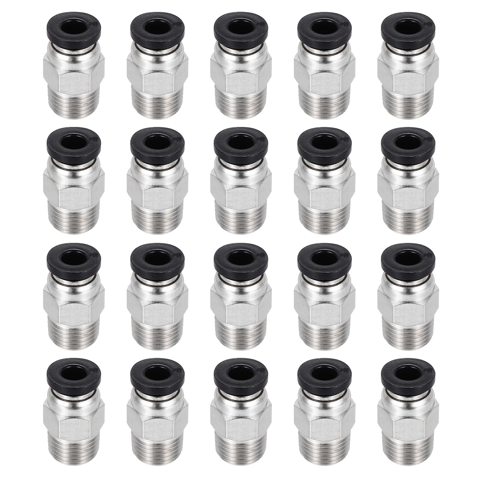 20 Pcs Pneumatic Fitting PC4-M10 Push to Connect Pneumatic Tube Fittings Black