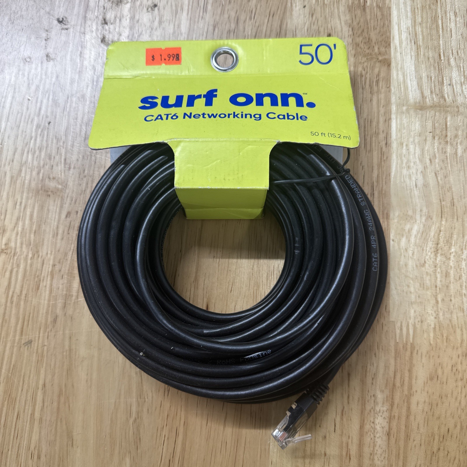 onn. CAT6 Networking Cable  50 ft, Cat6 cable transmits data up to 1 gig per sec