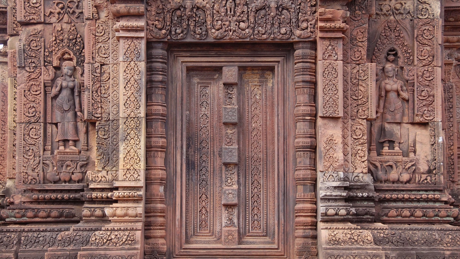 Landscape architecture asian temple door cambodia shiva Custom Gaming Mat Desk
