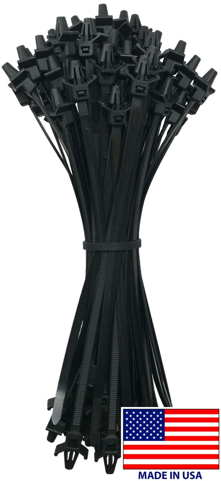 (100) Black 7" Inch Arrow Head Push Mount Nylon Cable Wire Wrap Zip Ties 50 LBS