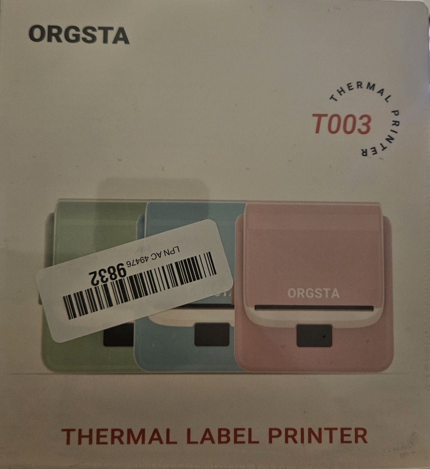 ORGSTA T003 Bluetooth Thermal Label Maker Printer Pink Phone PC New Sealed