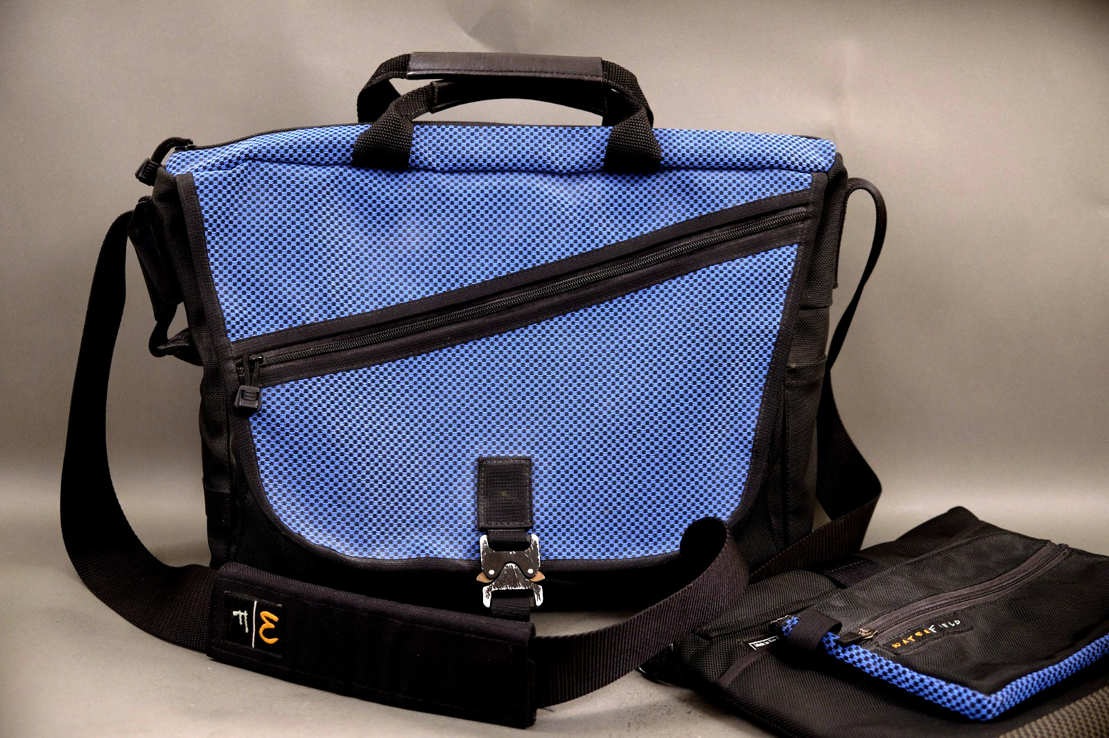 Waterfield Cargo Messenger Bag + Sleeves - 17" Blue Ballistic Nylon Made in USA