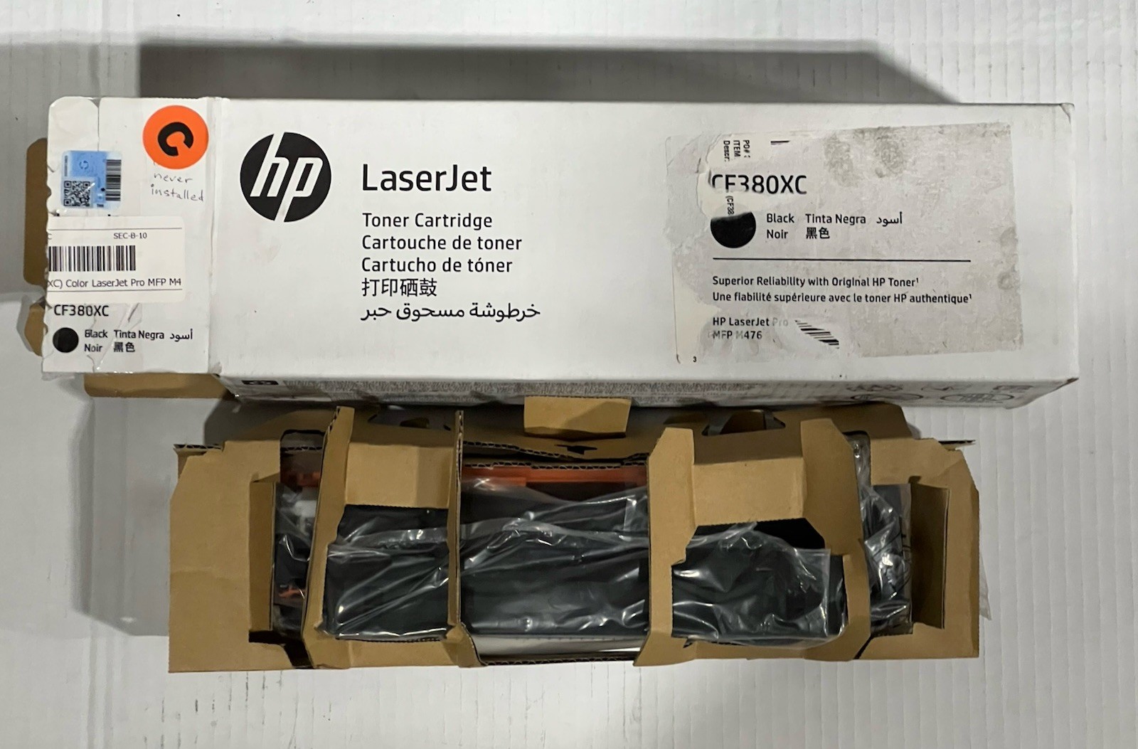 HP CF380XC LASERJET BLACK TONER CATRIDGE-OPEN/WORN BOX