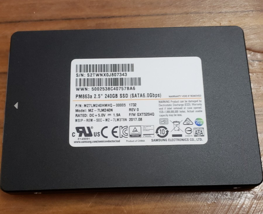 Samsung MZ-7LM240N MZ7LM240HMHQ-00005 PM863a 240GB 2.5" 6Gb/s SATA SSD
