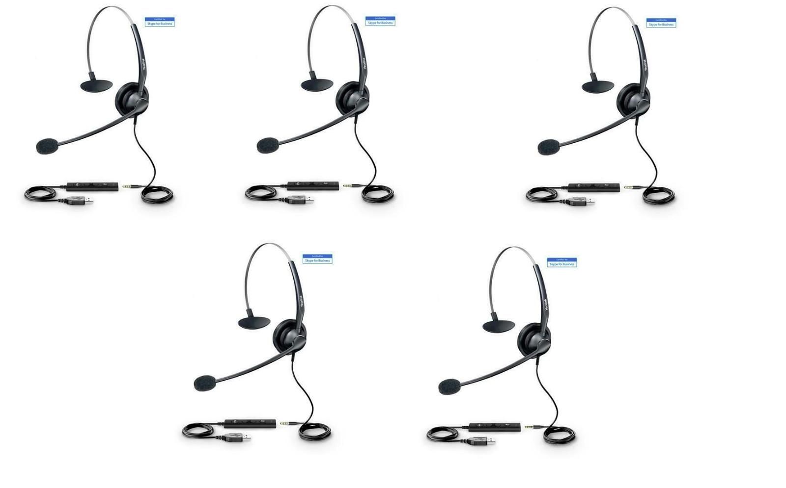 Lot of (5) Yealink UH33 Wideband USB & 3.5mm Headset (NEW)