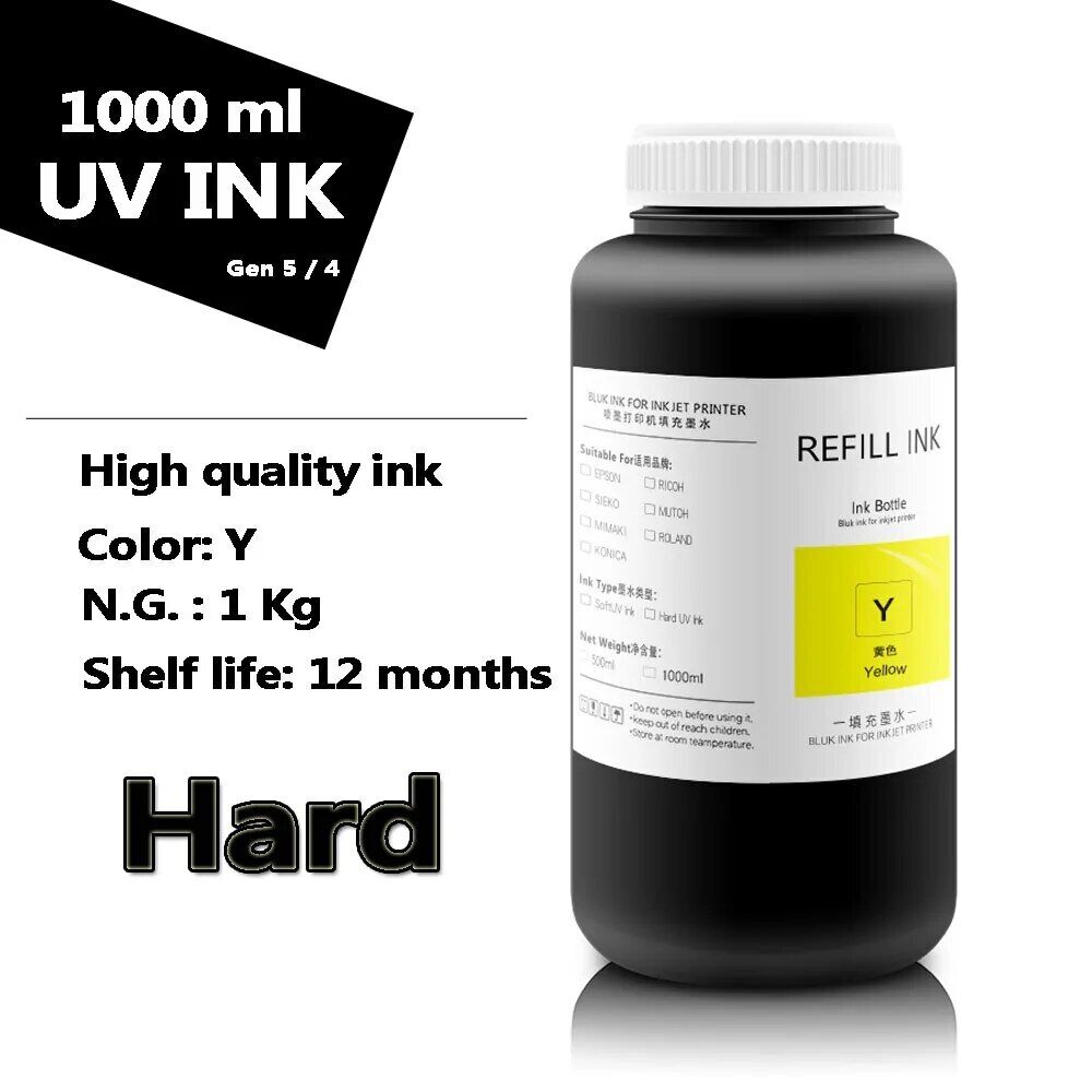 1000ML/bottle*5colors UV ink For Ricoh GEN 4 GEN5 printhead for Ricoh UV printer