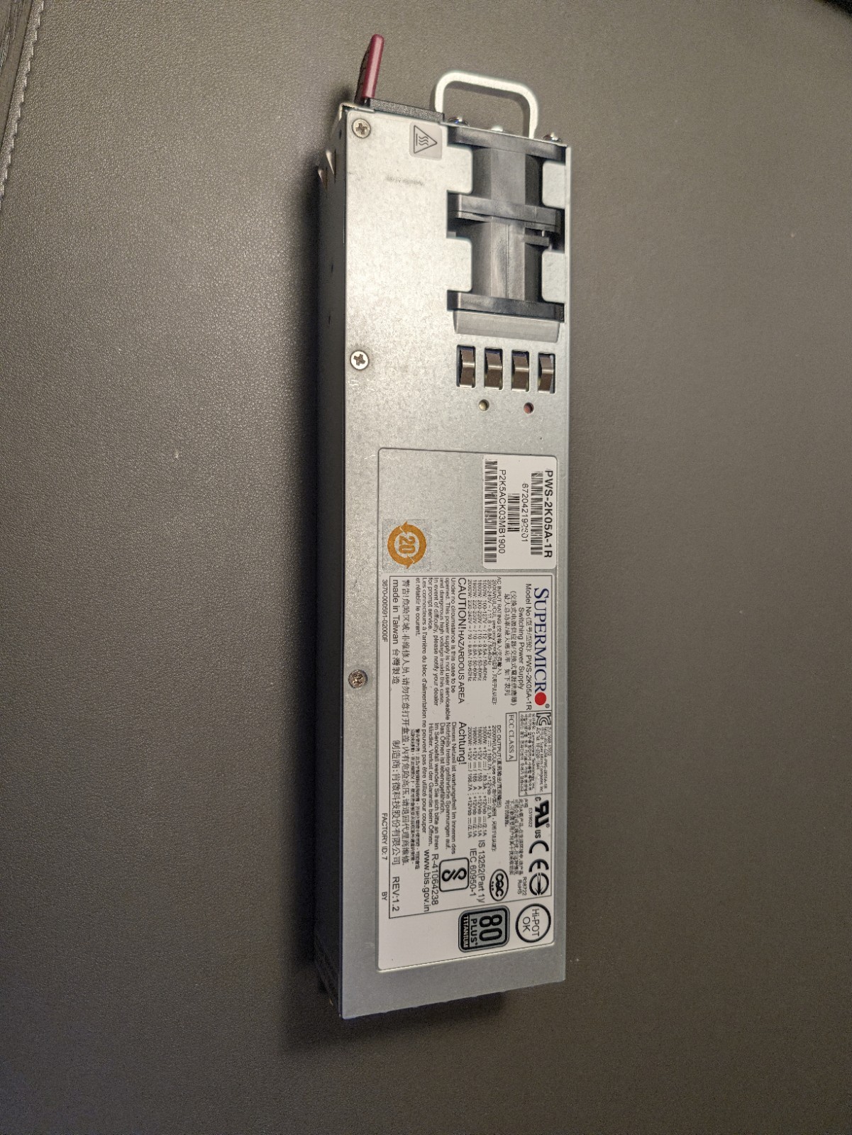 Supermicro 1U PWS-2K05A-1R 2000W PSU 80 Plus Titanium Redundant Power Supply