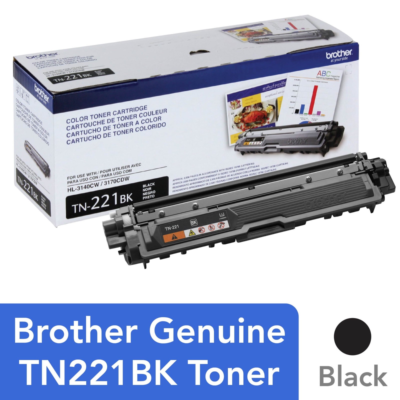  Brother Genuine TN-221BK Black Laser Toner