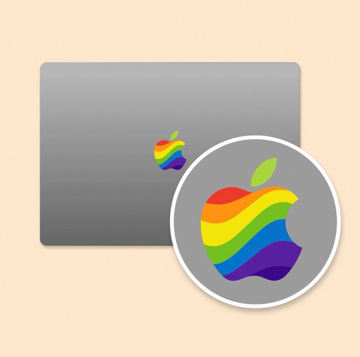 Hellow Rainbow Apple Logo Sticker Set Vintage Mac Logo Decal MacBook iPad Laptop