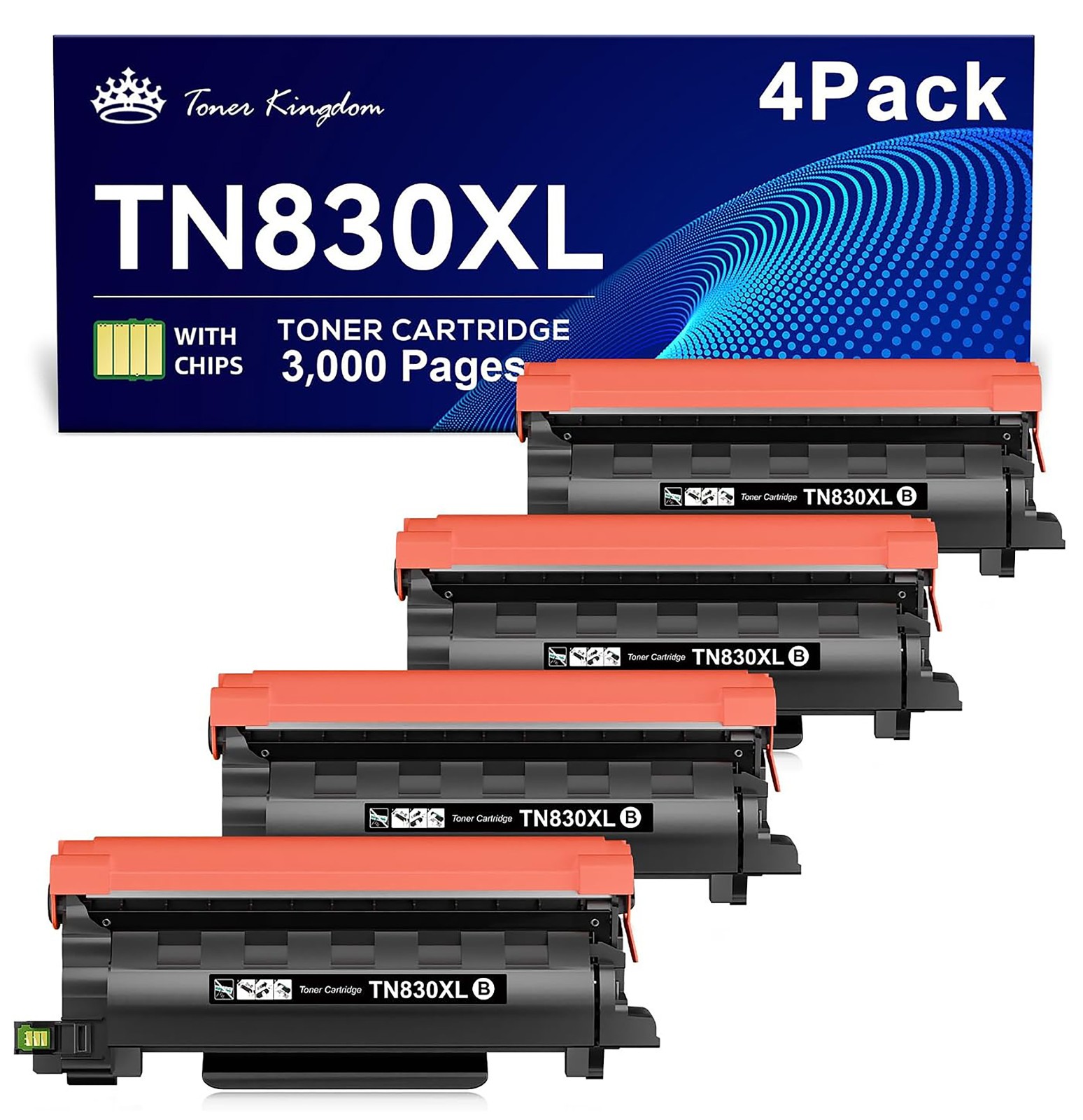 TN830XL Toner Replacement for Brother TN830 HL- MFC- DCP-Series Black 4-Pack NEW