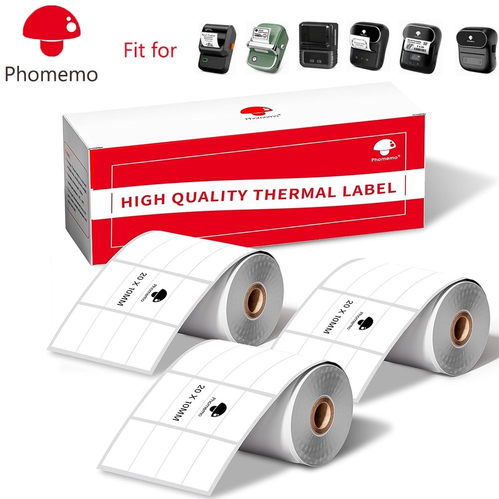 3 Rolls 20x10mm Sticker Label Self-Adhesive Thermal Paper for Phomemo M110 M220