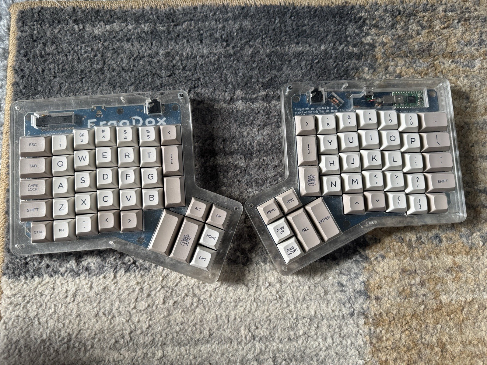 Ergodox Teensy 2.0 Soldered Mechanical Keyboard CherryMx Clear As-Is