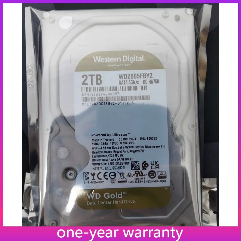 1PCS Gold Western Digital 2TB WD2005FBYZ 7200RPM 128MB SATA III 3.5" HDD HARD D