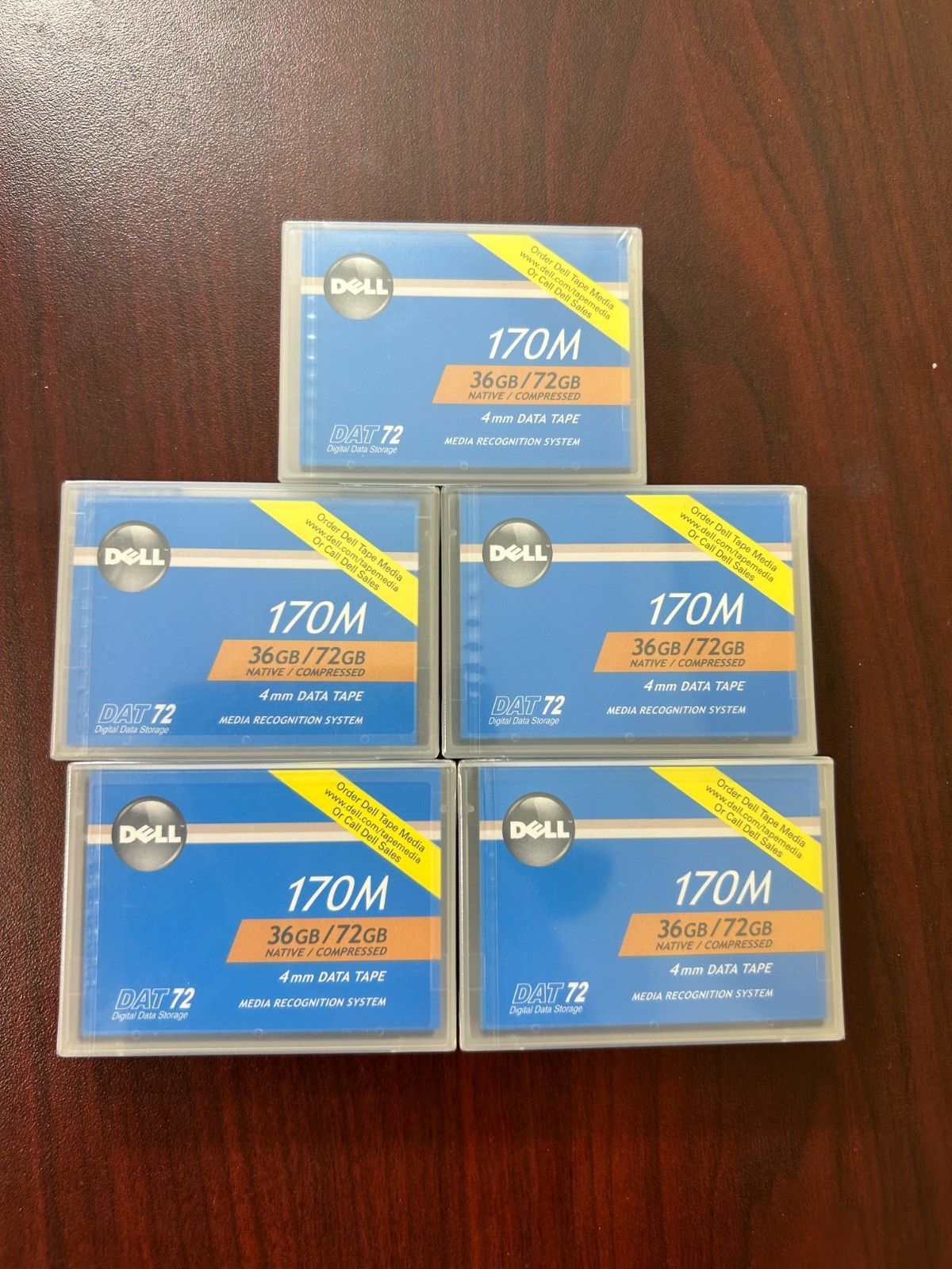 Lot of 5 sealed Dell DAT 72 170M 36GB 72GB 4mm Data Tape Cartridges. New sealed.