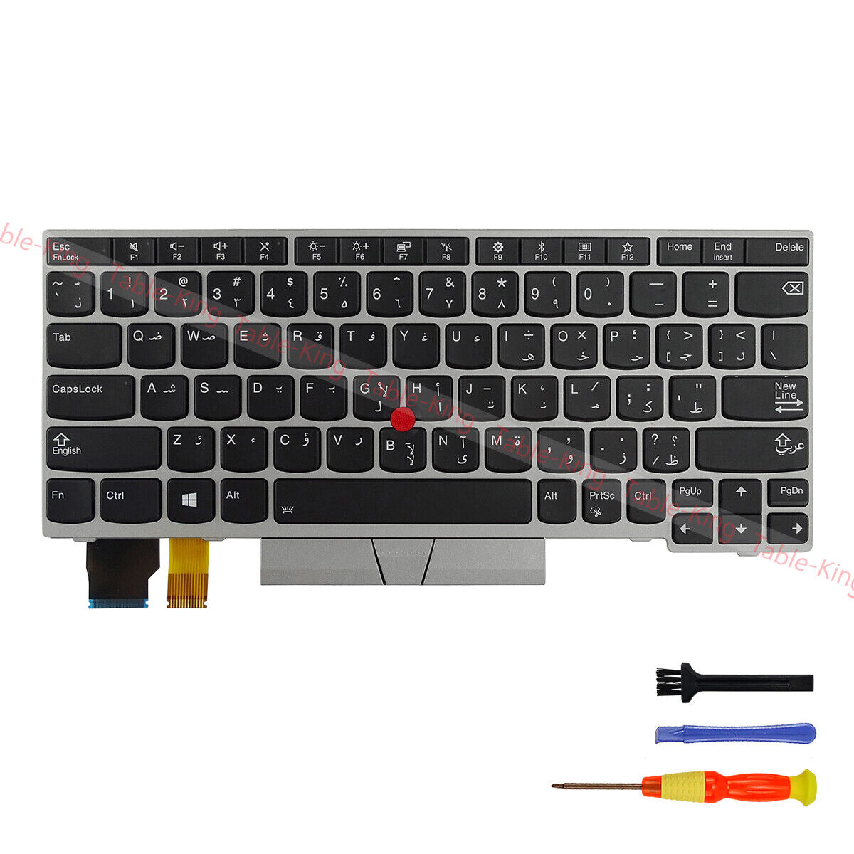 Arabic Backlit Silver Keyboard for Lenovo Thinkpad X280/A285/X390/X395/L13 Gen1