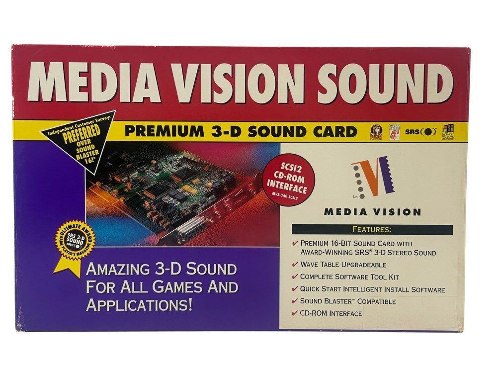 Media Vision Premium 3-D Sound Card SCSI2 MVS-040 ISA Sound Card CIB DOS Win 3.1