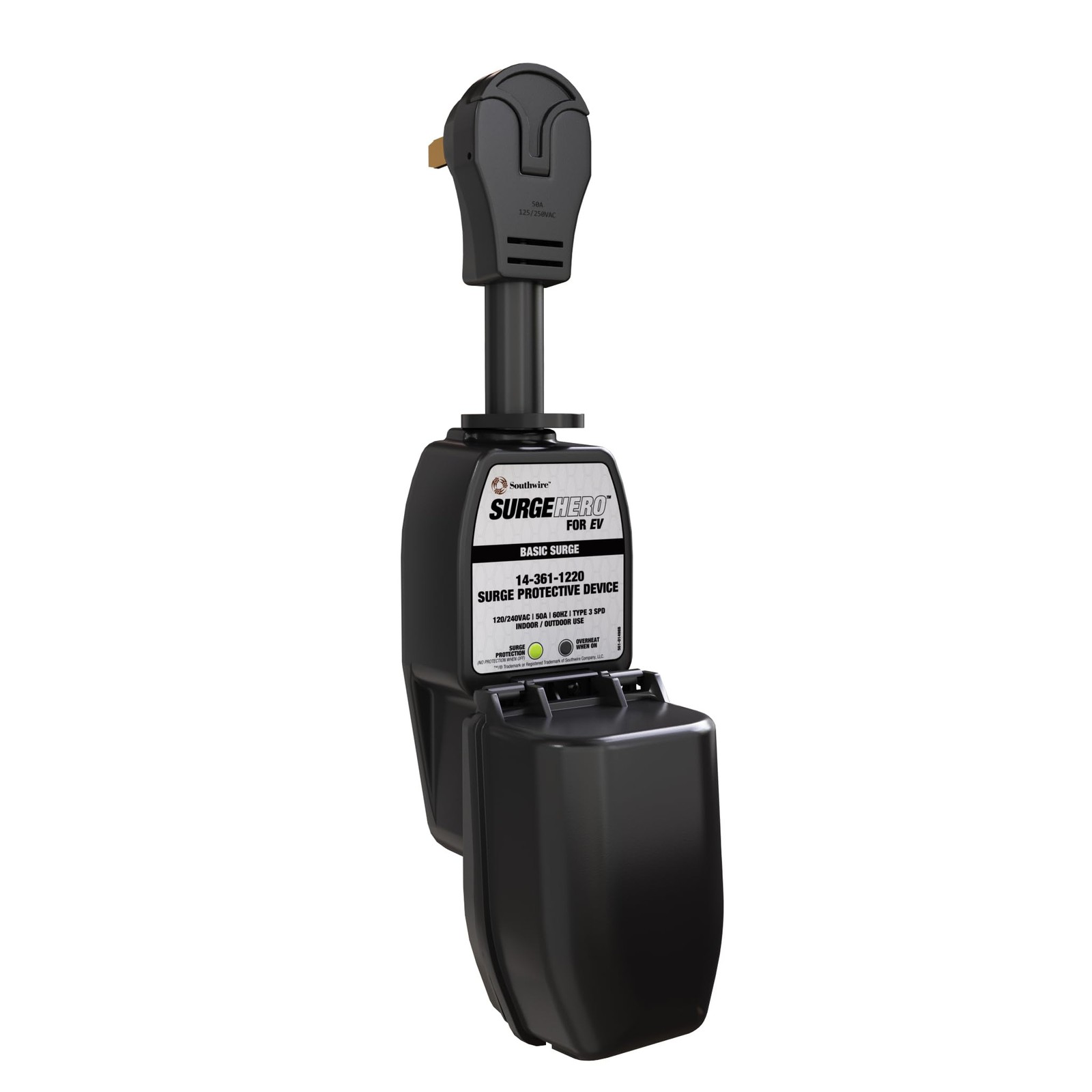 Southwire SurgeHero™ EV Surge Protector NEMA 14-50 50A with Cover, Black