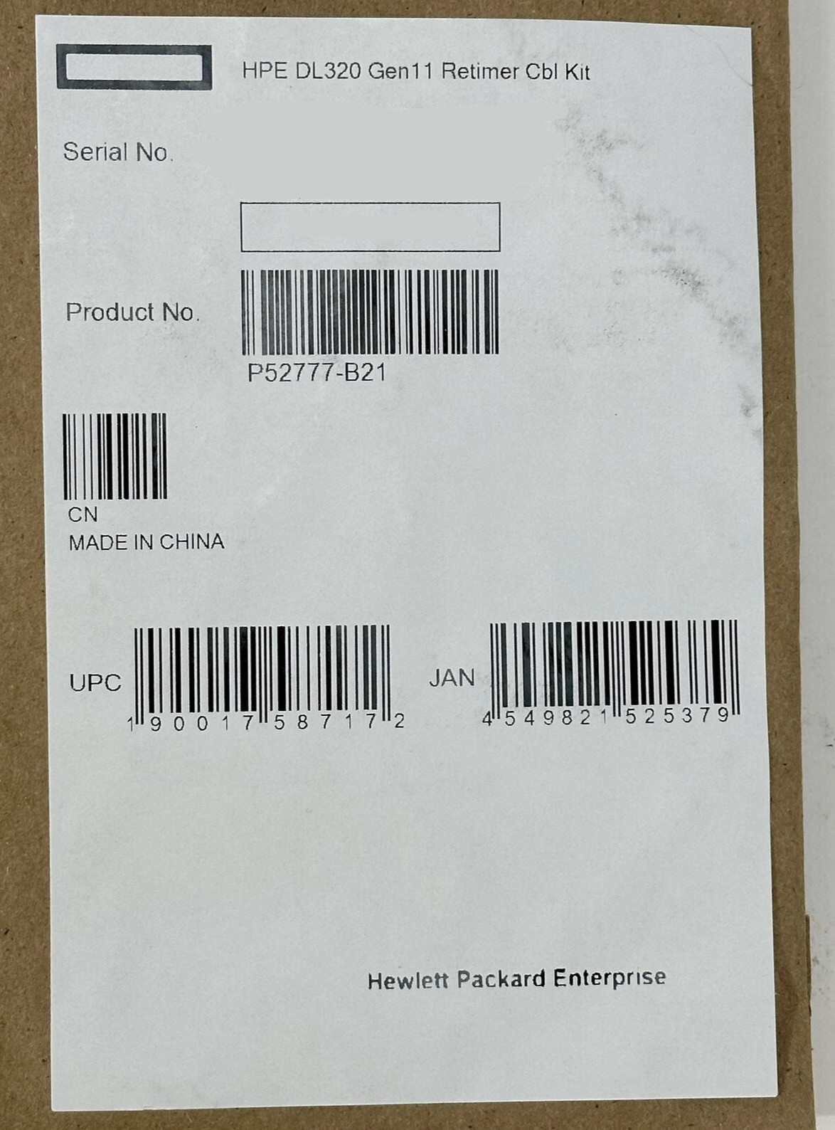 HPE ProLiant DL320 Gen11 NVMe Retimer Expander Card Cable Kit P52777-B21