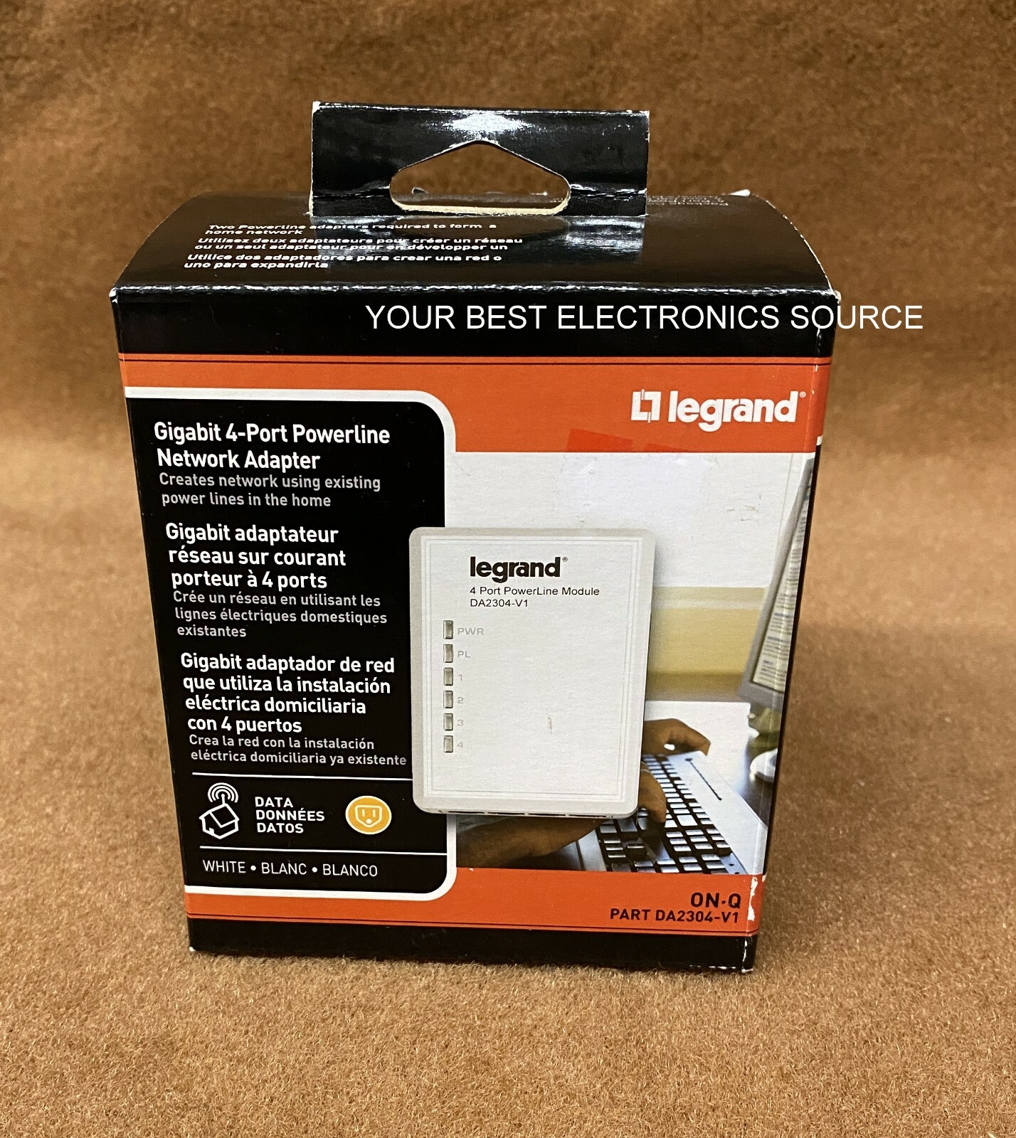 NEW Legrand DA2304-V1 ON-Q Gigabit 4-Port Powerline Network Adapter