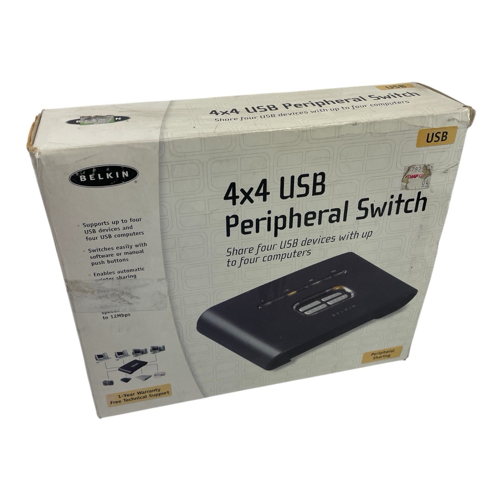 Vtg Belkin 4x4 USB Peripheral Switch F1U400 2003 NOS