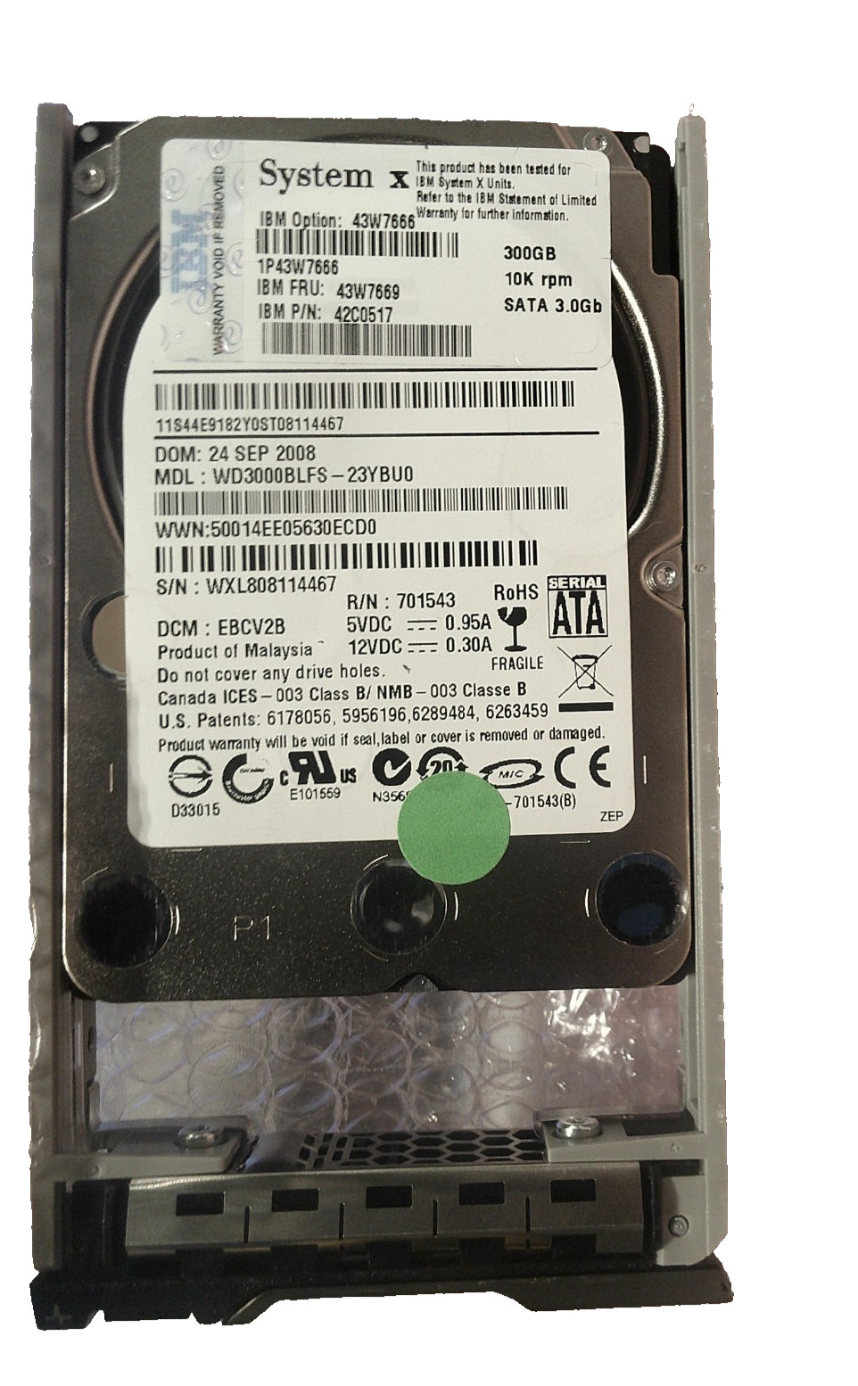 IBM 43W7669 HDD,HDD, 300GB 10K RPM SATA 2.5" Internal Hard Disk Drives