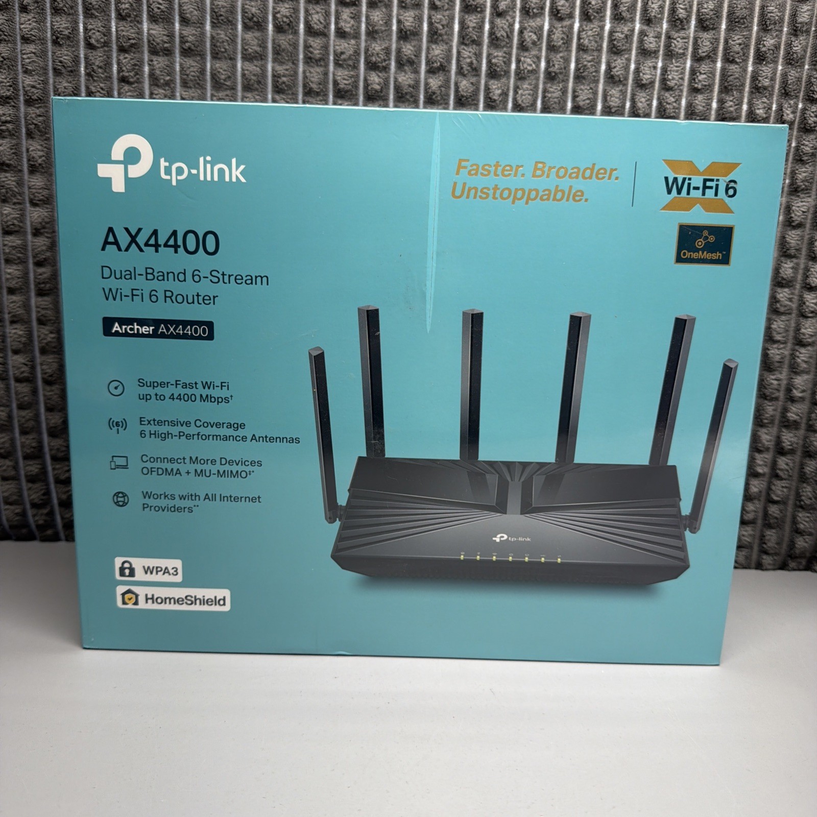 Tp-Link Dual-Band 6-Stream WiFi 6 Router Archer AX4400 Black Factory Sealed NEW